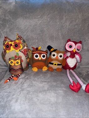 Assorted Plush Owl Decor - Fall and Valentine’s Day
